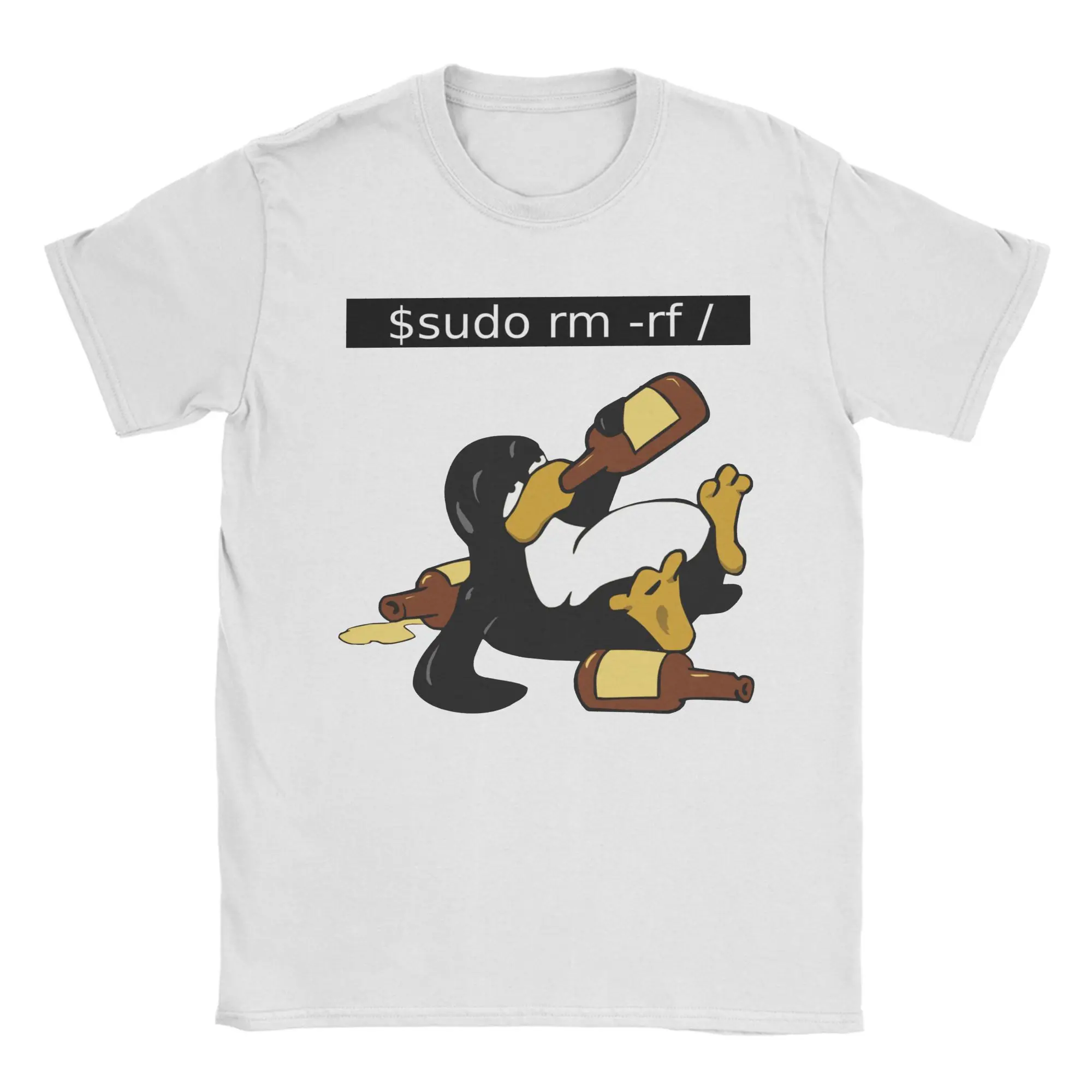 Funny Linux Command T-Shirts Men Tux Programmer Developer Geek Nerd Cotton Tees Crew Neck T Shirts Birthday Present Clothes