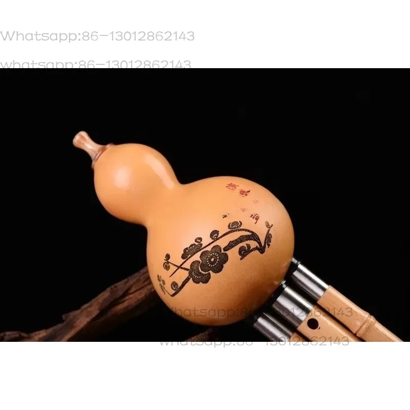 Chinese Traditional Hulusi, Bamboo Cucurbit Flute Folk Woodwind Instrument