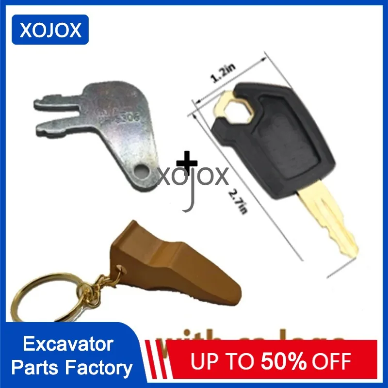 

XOJOX 7pcs 5P8500 8H5306 with bucket teeth Key Chain For Excavator Heavy Equipment Keychain F0002 Ignition Key