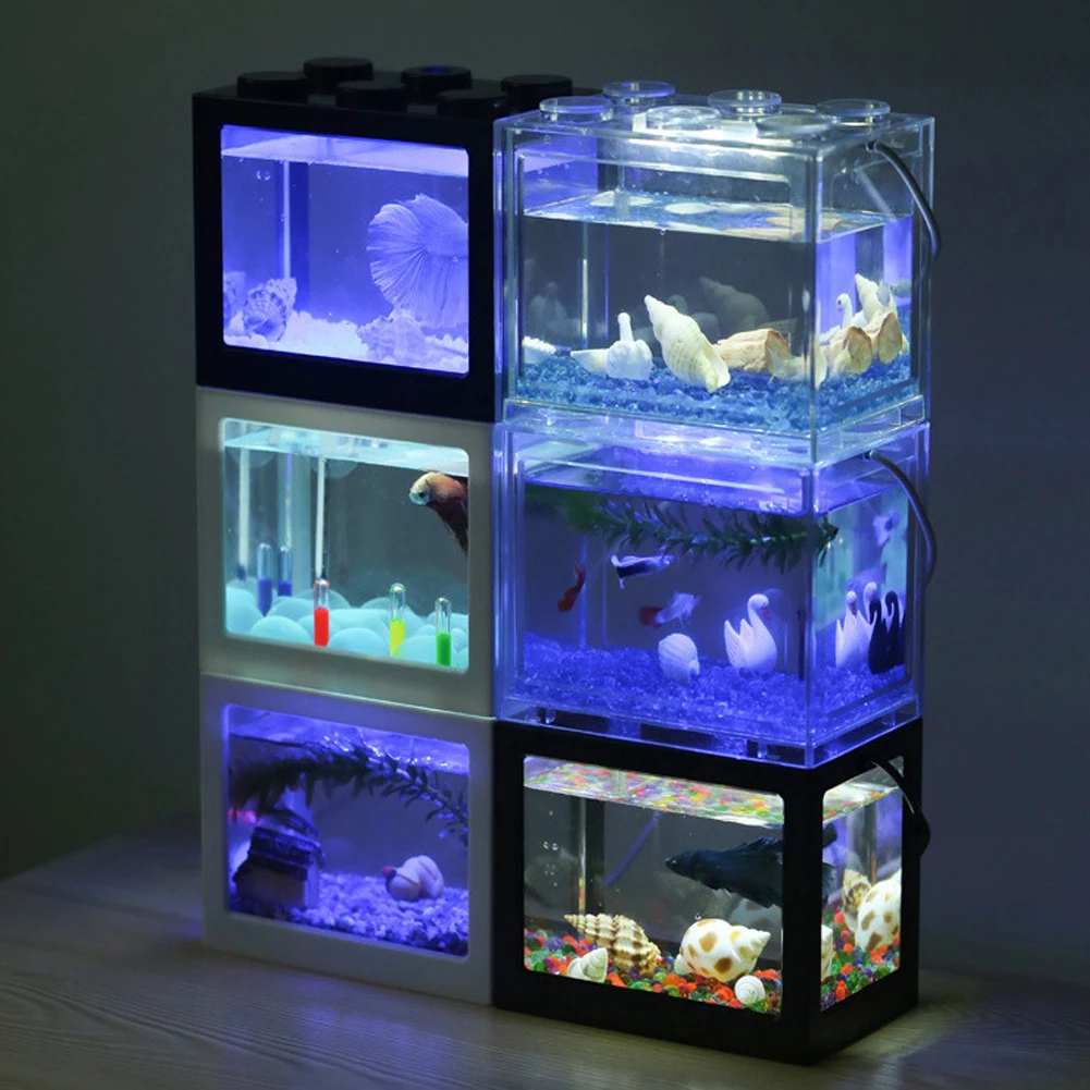 Aquarium Fish Tank Creative Multicolor Stackable Building Blocks Ecological For Small Reptile Pet Box Landscape Seawedecoration