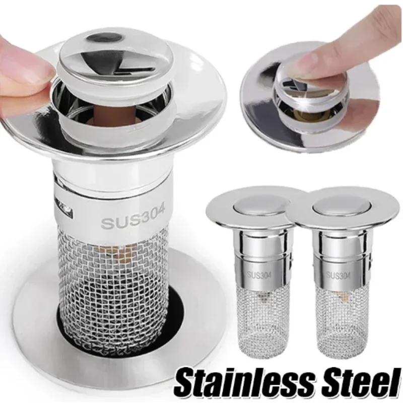 

Washbasin Stainless Steel Floor Drain Filter Plug Anti Odor Pop-Up Bounce Core Basin Stopper Hair Catcher Shower Sink Strainer