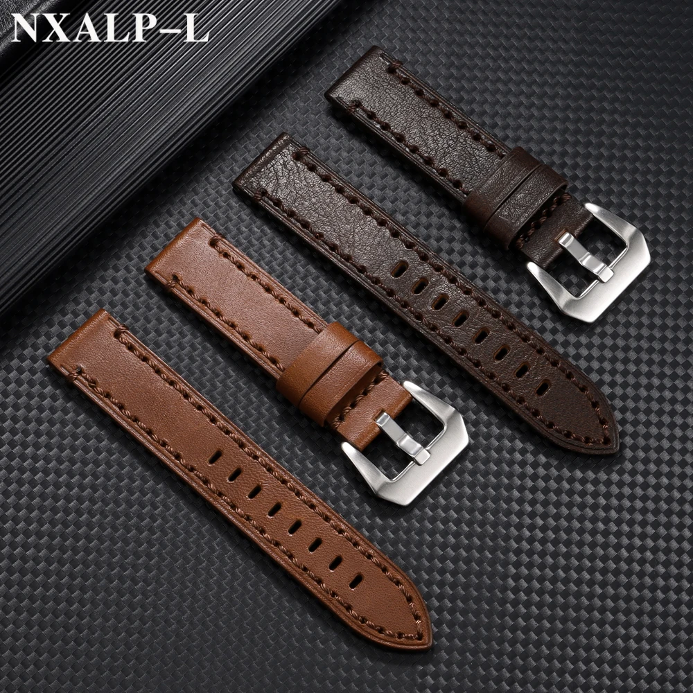 Nähte Armband Echtes Leder Uhrenarmband 18mm 20mm 22mm 24mm 26mm Rindsleder Armband für Panerai für Omega Armband