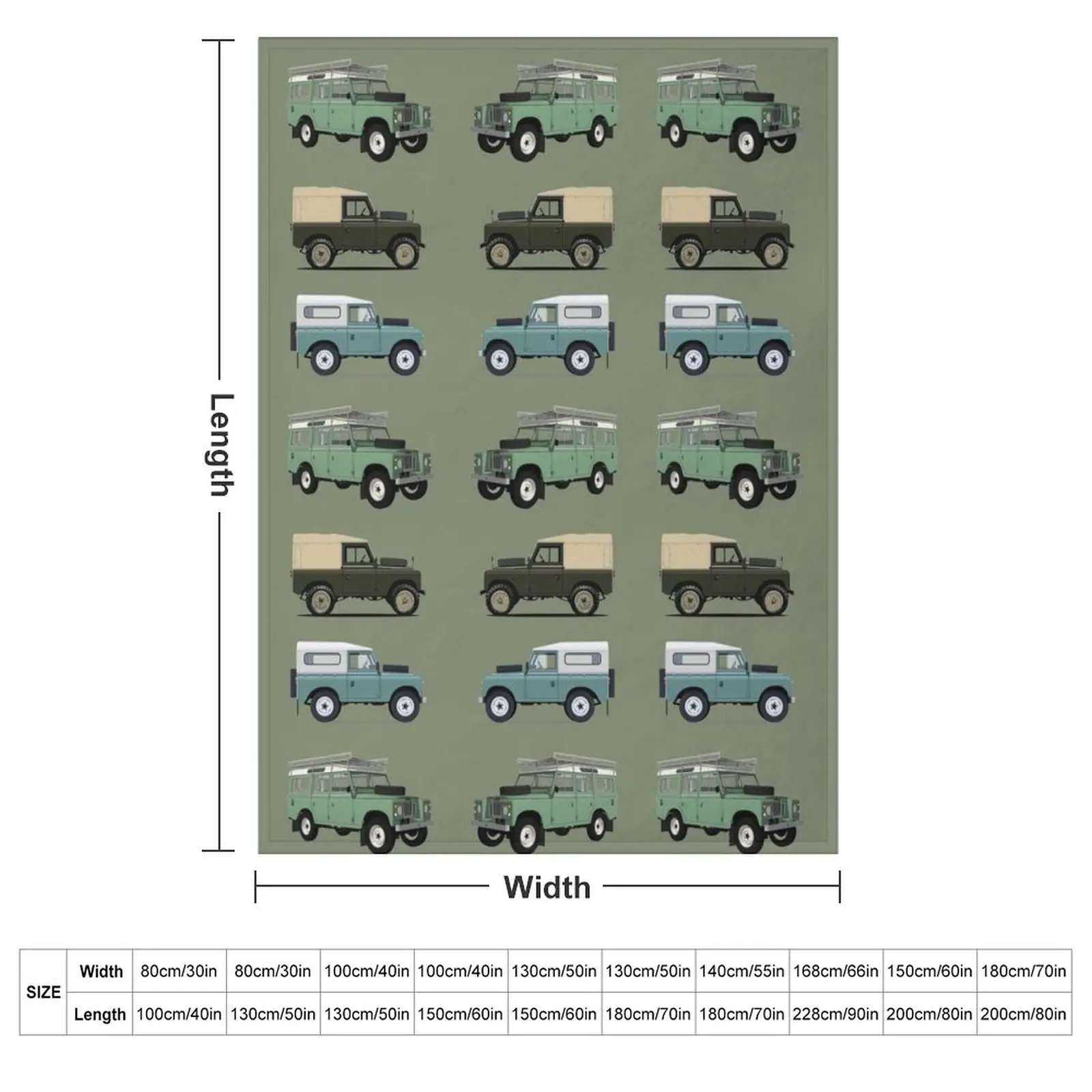 British Off Road 4x4 Vehicles Throw Blanket couch cozy soft plush fuzzy picnic outdoor blanket