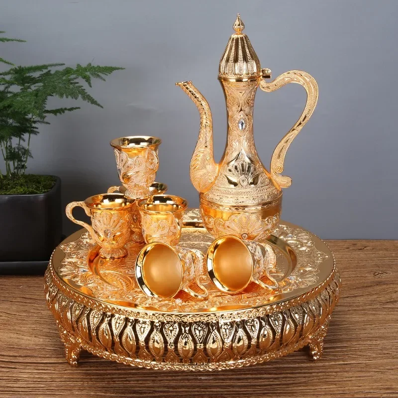 

Gold And Silver Wine Glass Set Creative Home European Set Metal Jug Divider High-End Russian Jug