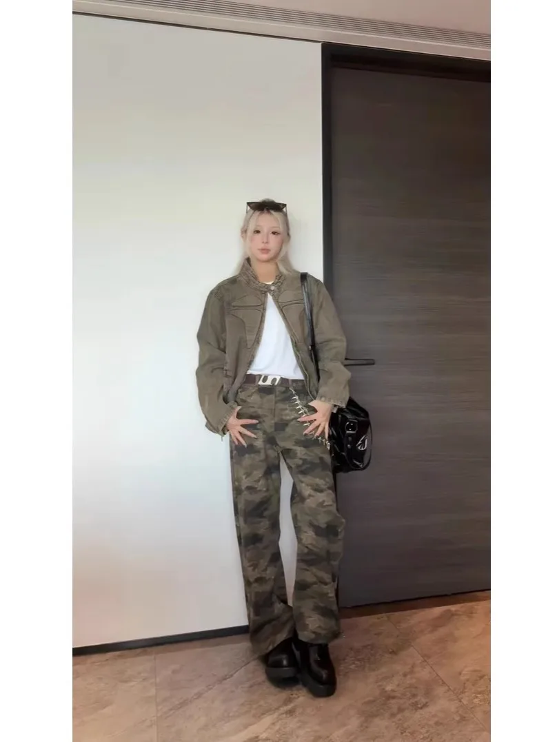 

Ретро-куртка-харрингтон в американском стиле, джинсовая, повседневная, свободного кроя, унисекс, из полиэстера, с длинными рукавами, на молнии