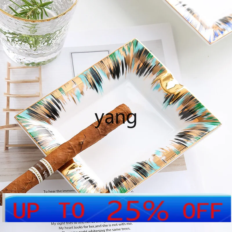

LMM rectangular cigar ashtray European Ica colorful bone china craft office