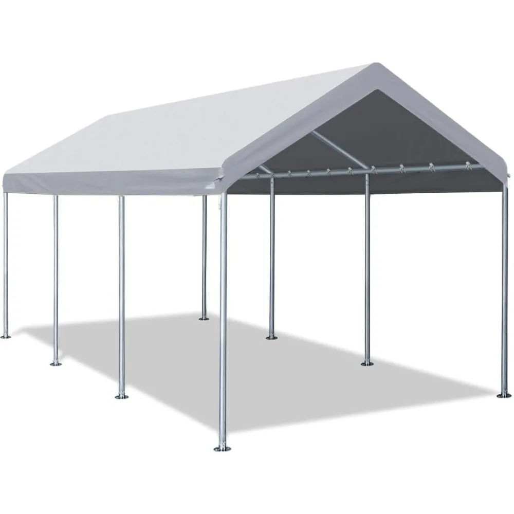 

10x20 ft Adjustable Height Carport Heavy Duty Car Canopy Garage Shelter Boat Wedding Party Tent, No Sidewall