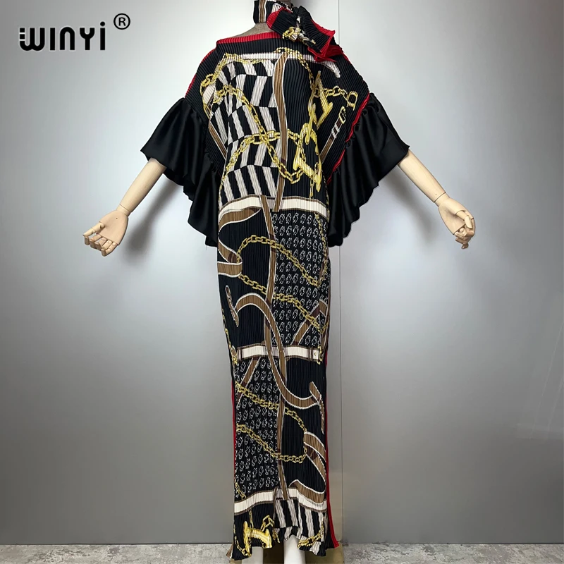 WINYI Pleated Elastic Bubble sleeve dress holiday beach cover up maxi  kaftan abaya dubai luxury party dresses boho woman Caftan - AliExpress  200000345