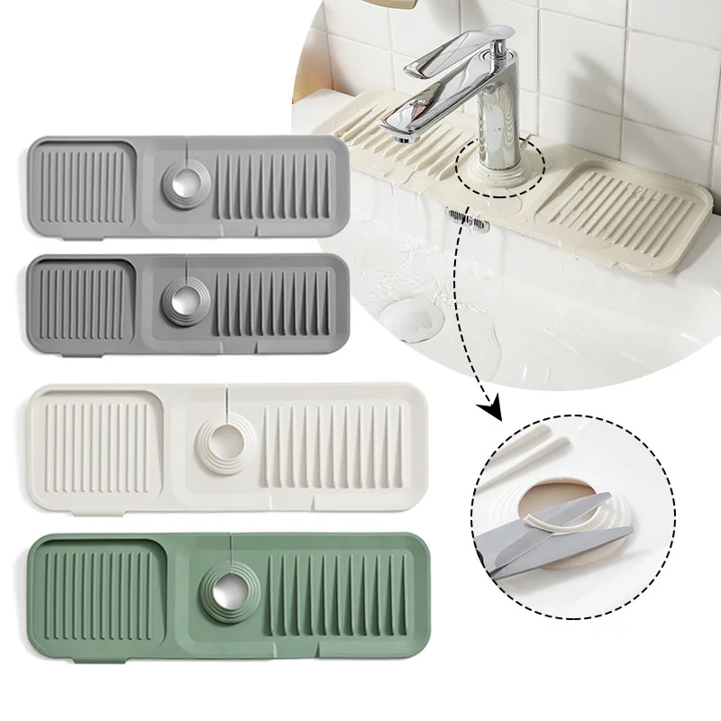 Kitchen Silicone Sink Faucet Splash Pad Splash Catcher Countertop Protector Mat Draining Pad Drainage Drying Pad Kitchen Gadgets
