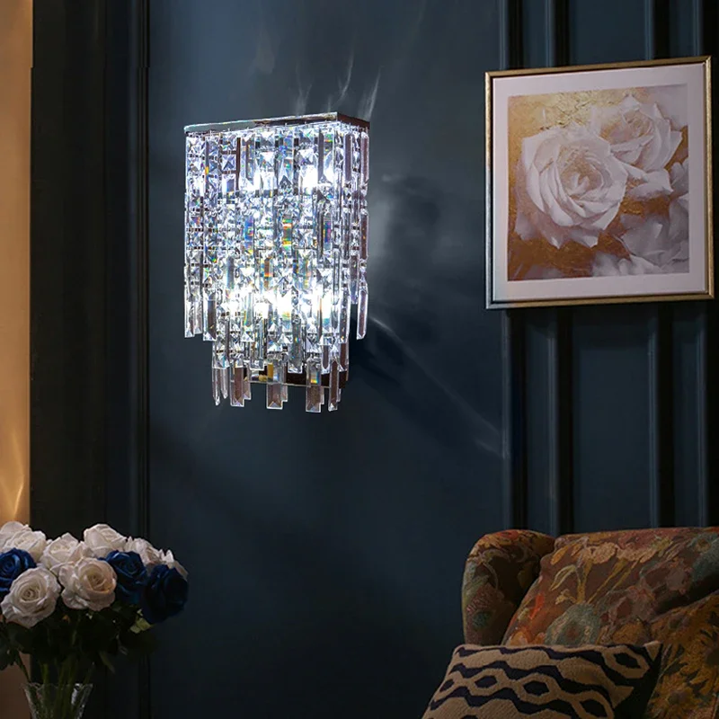 

Luxury Crystal Long Pendant Lights Modern Lustres LED Chrome Hanging Lamps for Ceiling Silver Home Decor for Dining Room Remote