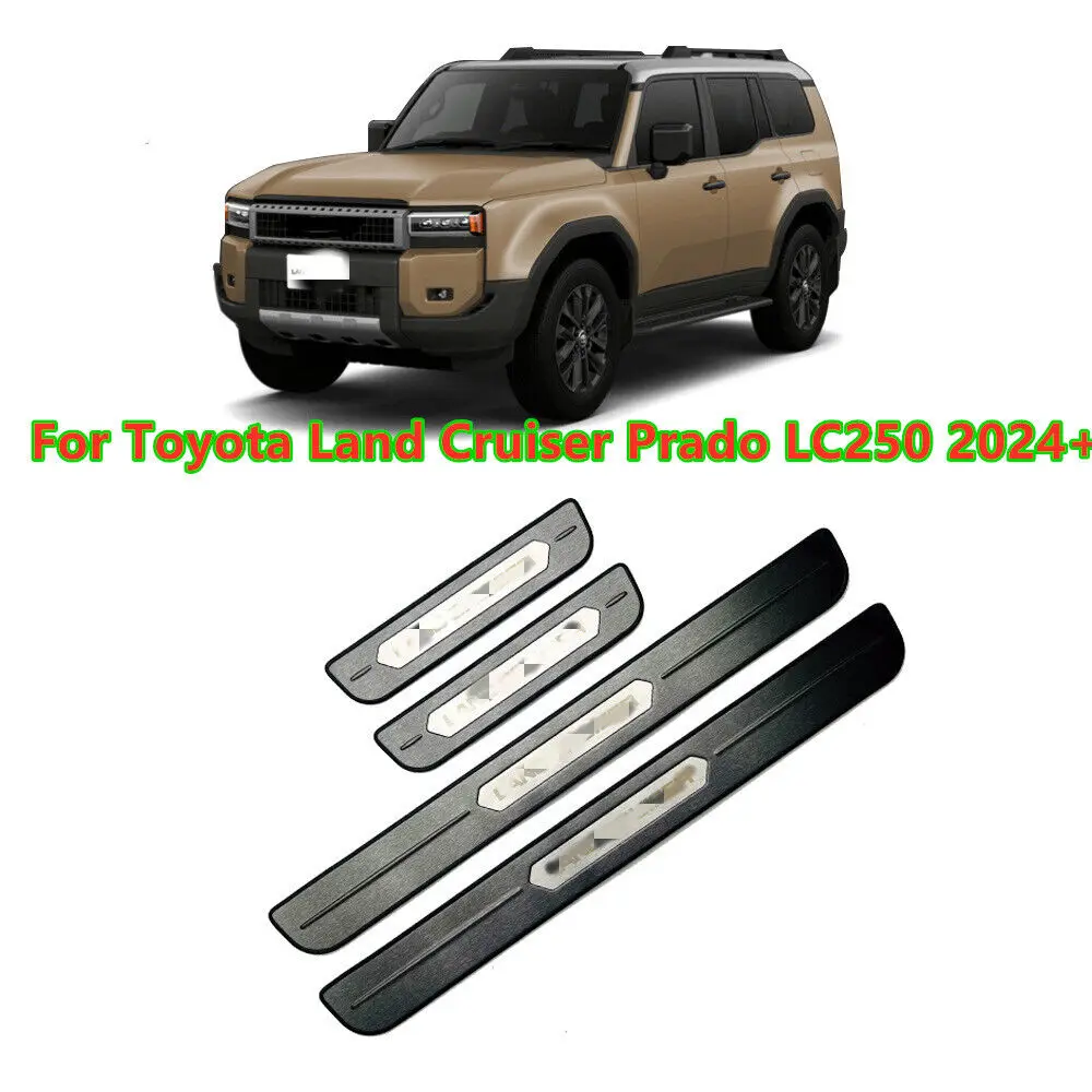 

4X Door Sill Scuff Molding Protector Trim Cover for Land Cruiser Prado J250 2024
