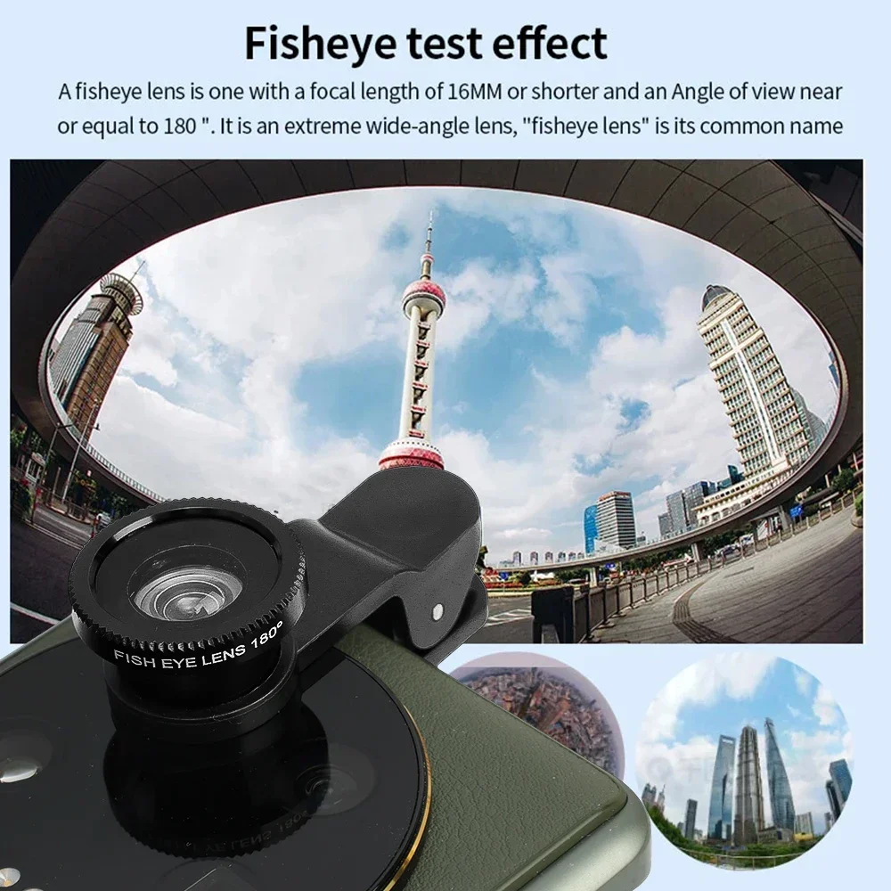 1Set Phone Lens Generic Camera for Smartphone 0.67X Wide Angle Fisheye Lens and Clip Macro Camera Sets For Universal Cell Phone