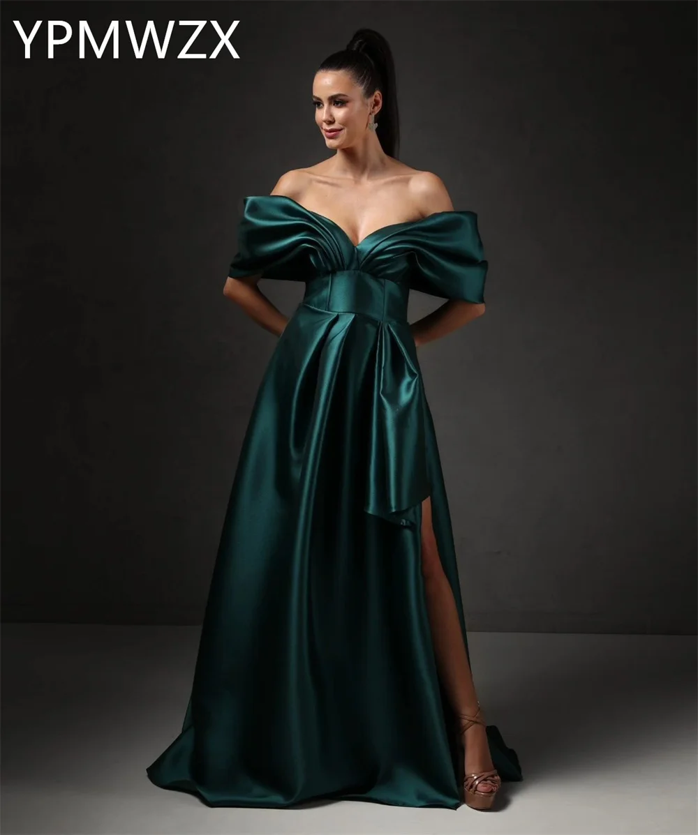 Customized Evening Dress Party Occasion Women Formal Dress YPMWZX V-neck A-line Floor Length Skirts Draped Bespoke Occasion Dres