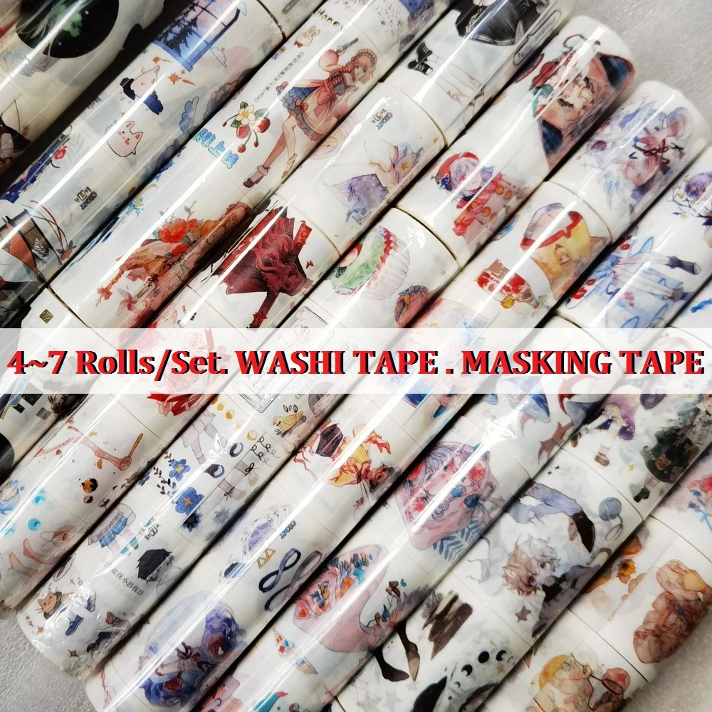 4~7Rolls/Set Washi Tape Girls On Sale Edition Masking Tape Planner DIY Craft Scrapbooking Diary Journal Stickers Gifts Wholesale