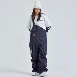 Pantalones de snowboard para hombre y mujer, pantalón con correa de esquí, impermeable, para pareja, esquí, vaquero, deportes al aire libre, novedad de 2025