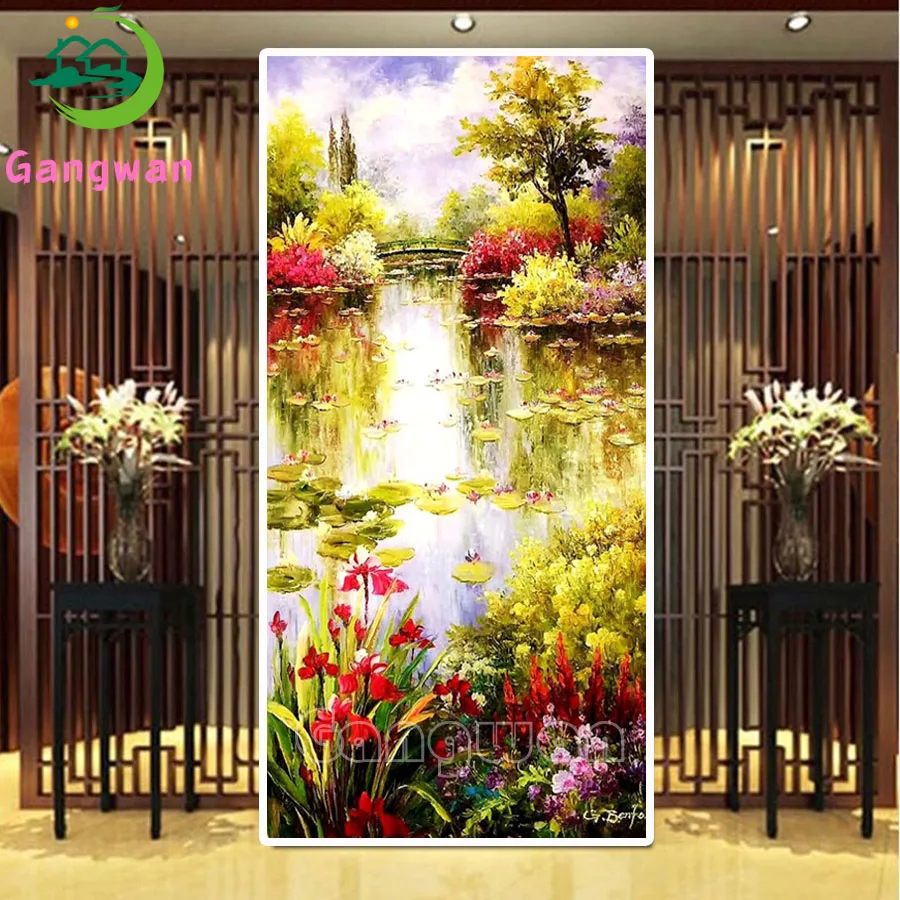 Full Square 5D DIY Diamond Painting Claude Monet Water Lilies Nature Art Picture large size Diamond Embroidery Cross Stitch Kits