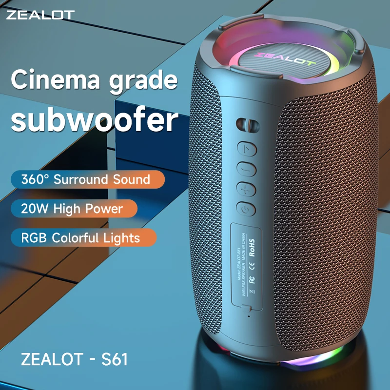 Altavoz Bluetooth Zealot-S61, con protección impermeable IPX6 y sonido de graves al aire libre para fiestas en el patio trasero y en la playa, altavoz de 10W
