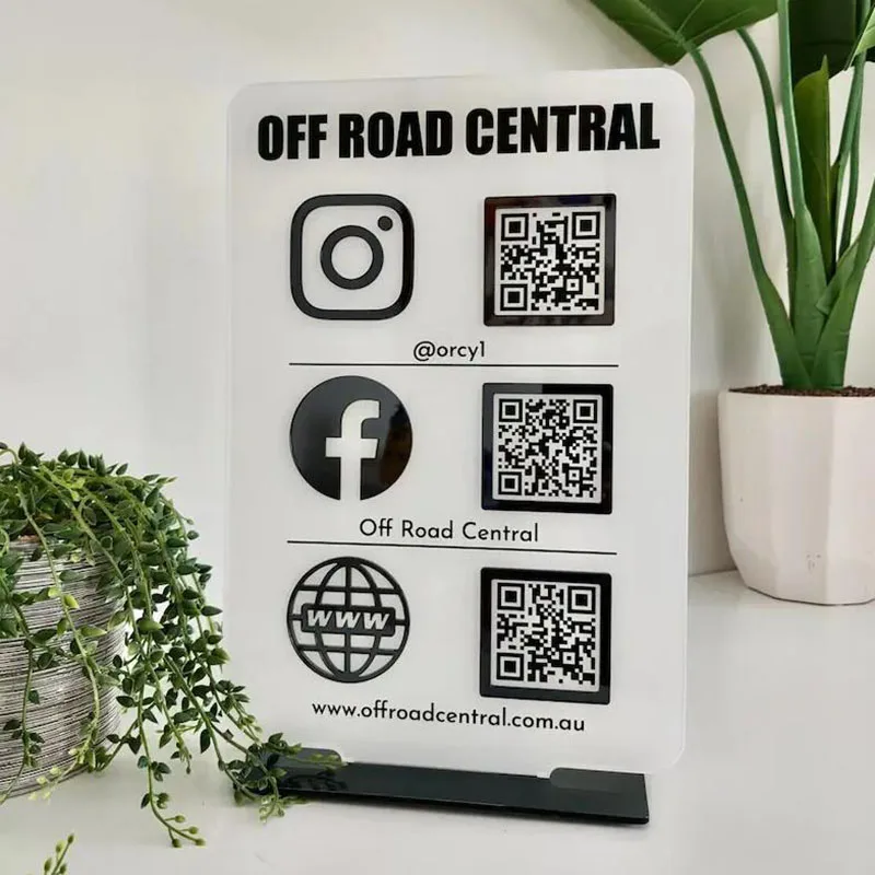 Personalised Business Sign QR Code Sign Custom Acrylic Table Sign Social Media QR Code Sign Scan to Pay