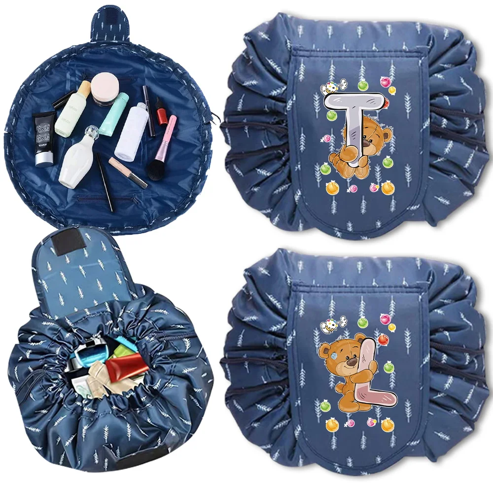 Makeup Bag Aesthetic Cosmetic Bags Bear Printing Series Women's Drawstring Makeup Bags Travel Portable Waterproof Toiletry Case