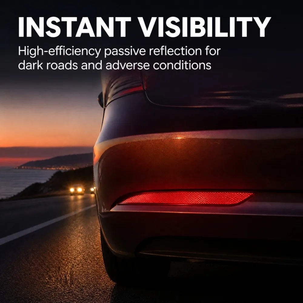 ABS Rear Bumper Reflector Left 1077407 00 F，Right 1077406 00 F Red Bumper Reflector Lens for Tesla Model 3 2017 to 2023