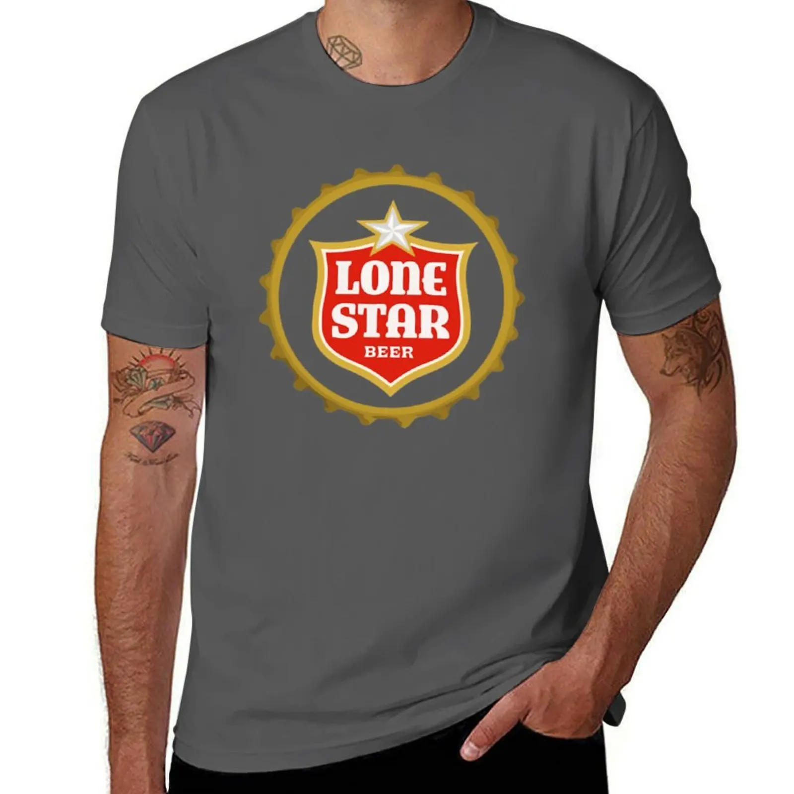 

BEER LONE STAR T-Shirt Work Short Sleeve Cotton Top