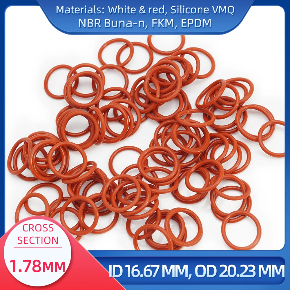 

O Ring CS 1.78mm ID 16.67 mm OD 20.23 mm Material With Silicone VMQ NBR FKM EPDM ORing Seal Gaske