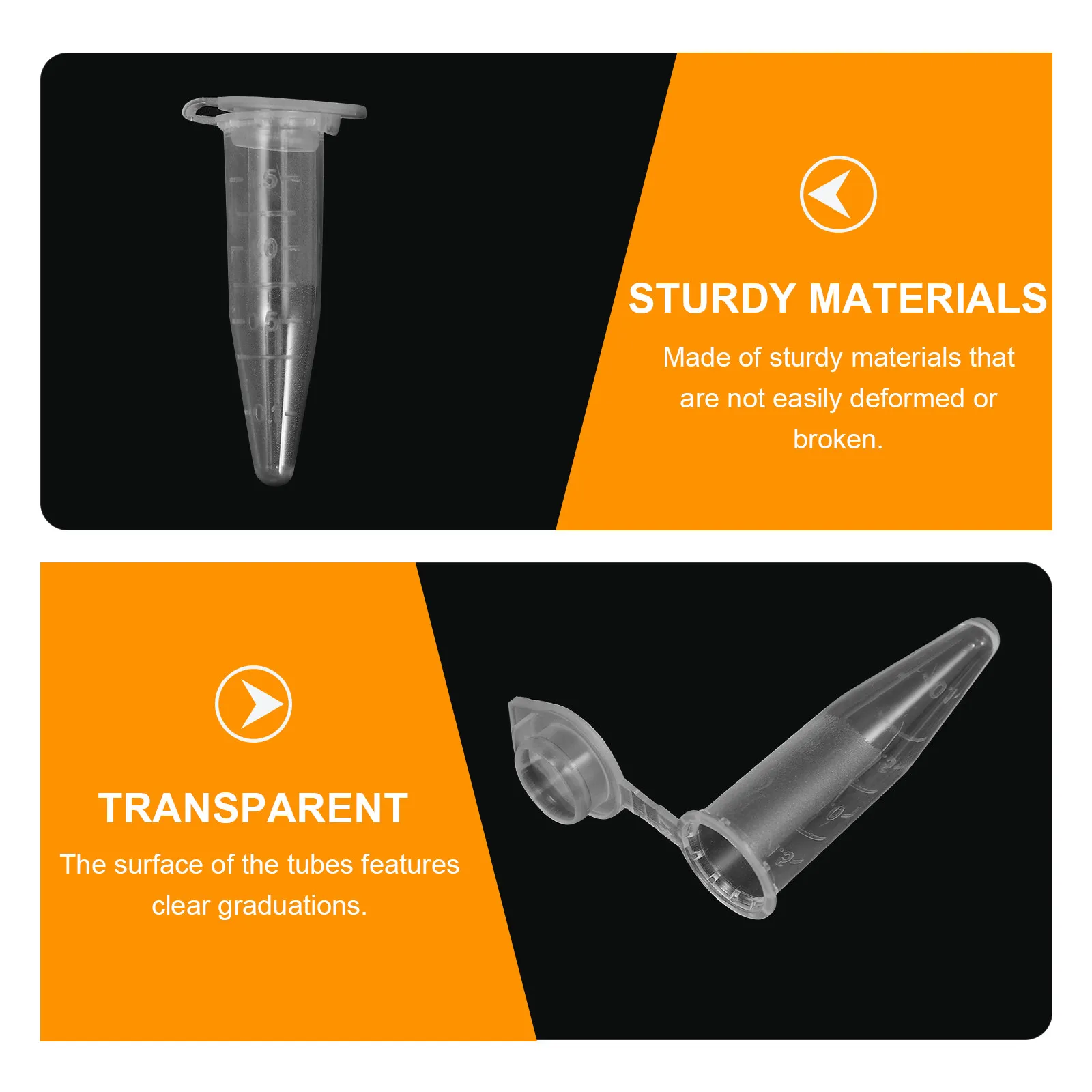 50Pcs Plastic Centrifuge Tubes 1.5ml Conical Clear Test Vials Graduated Sample Storage Containers Lab Use Small Container with