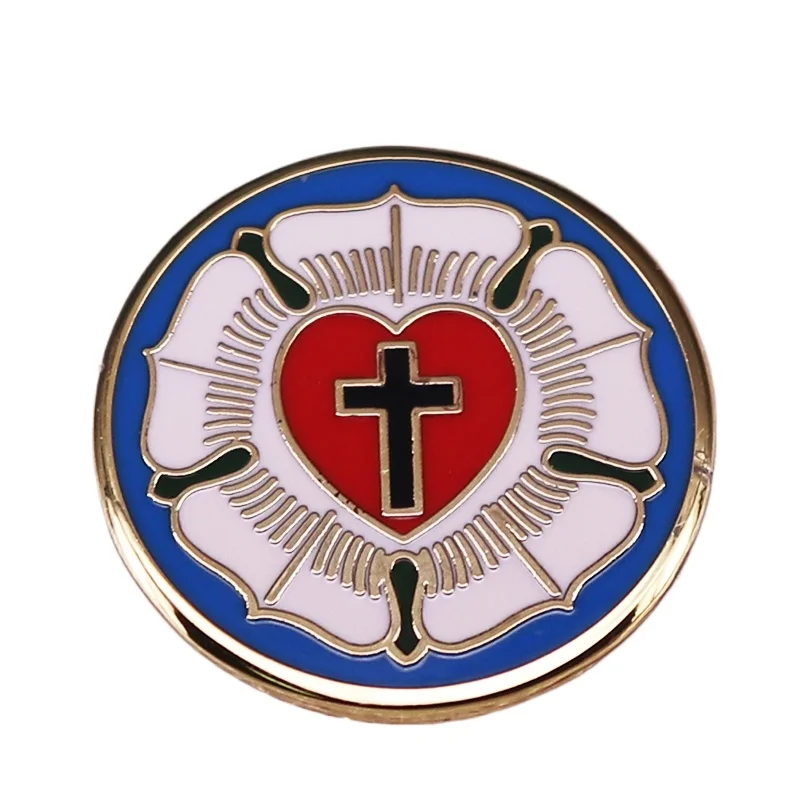 Lutheran Rose Black Cross Badge Pin Decoration Craft Gift for Men and Women
