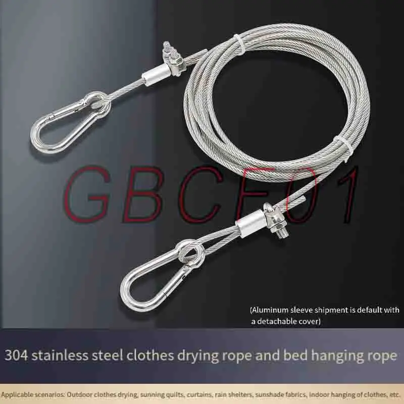 

0.5M-10M 3-4 Portable Windproof Clothes Rope With Stainless Steel Cable Fastening System Multifunctional Heavy Duty Laundry Rope