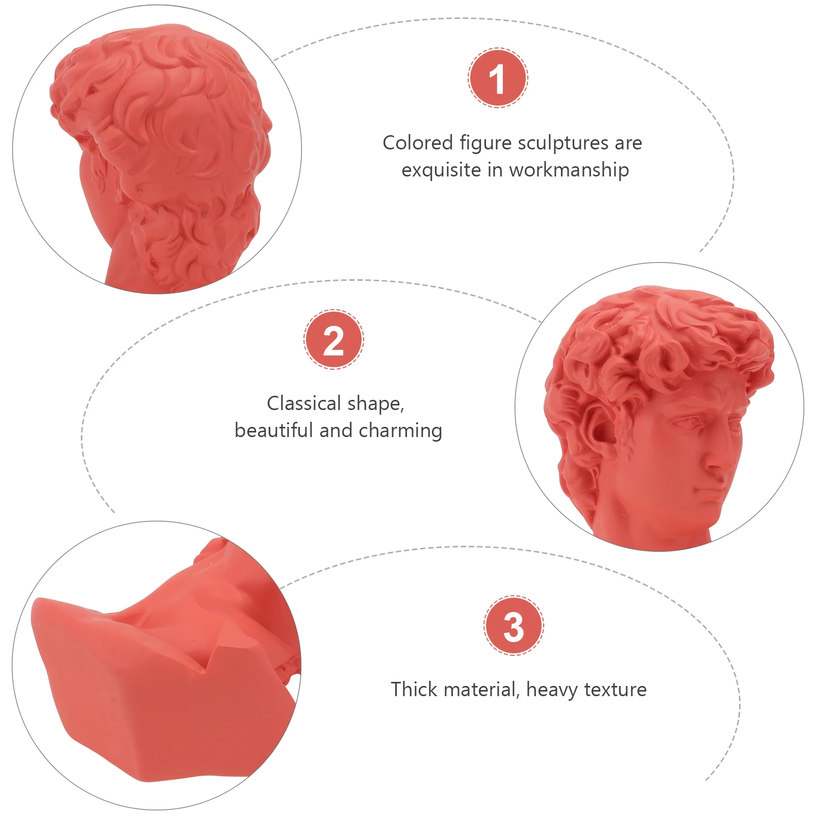 

1Pcs David Head Portrait Resin Crafts Chic Desktop Layout Beautiful Realistic Home Decoration Statue Statue Adornment