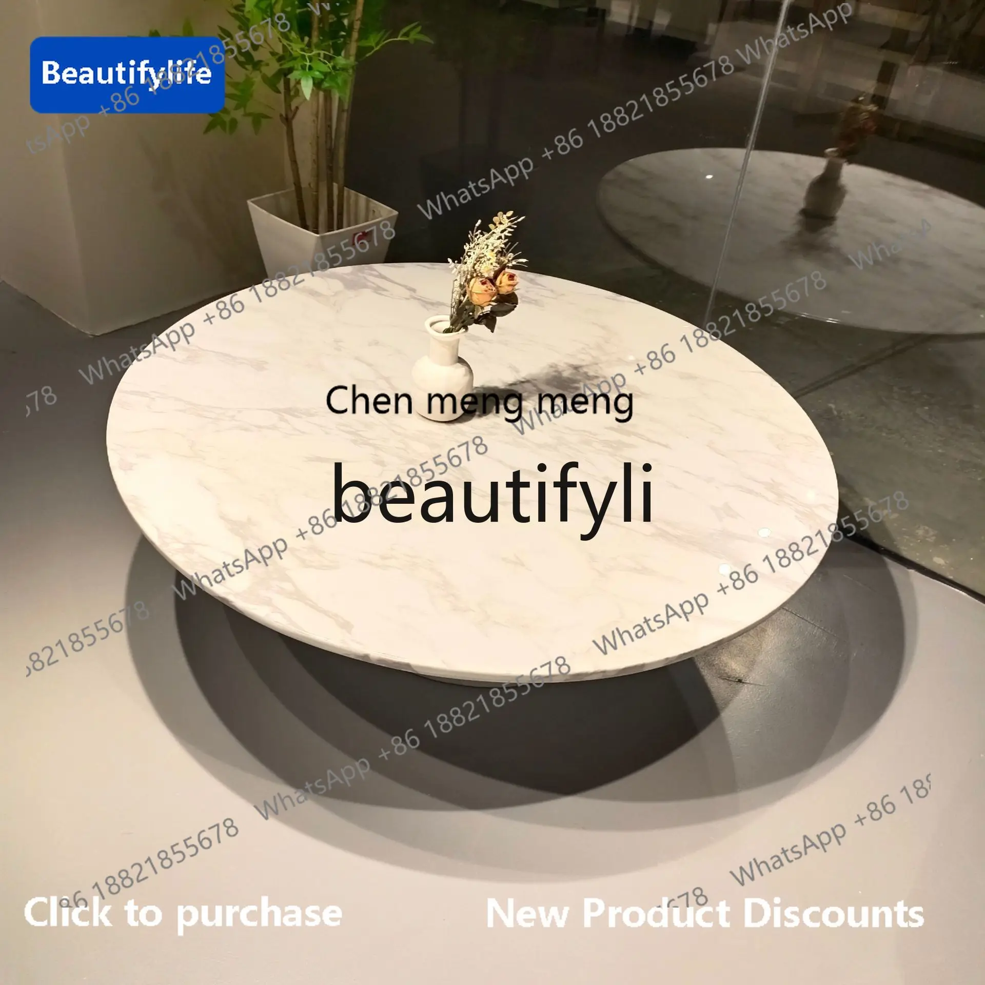 

178cqy Italian Style Light Luxury Living Room Marble Round Coffee Table Modern Designer Coffee Table Round Table