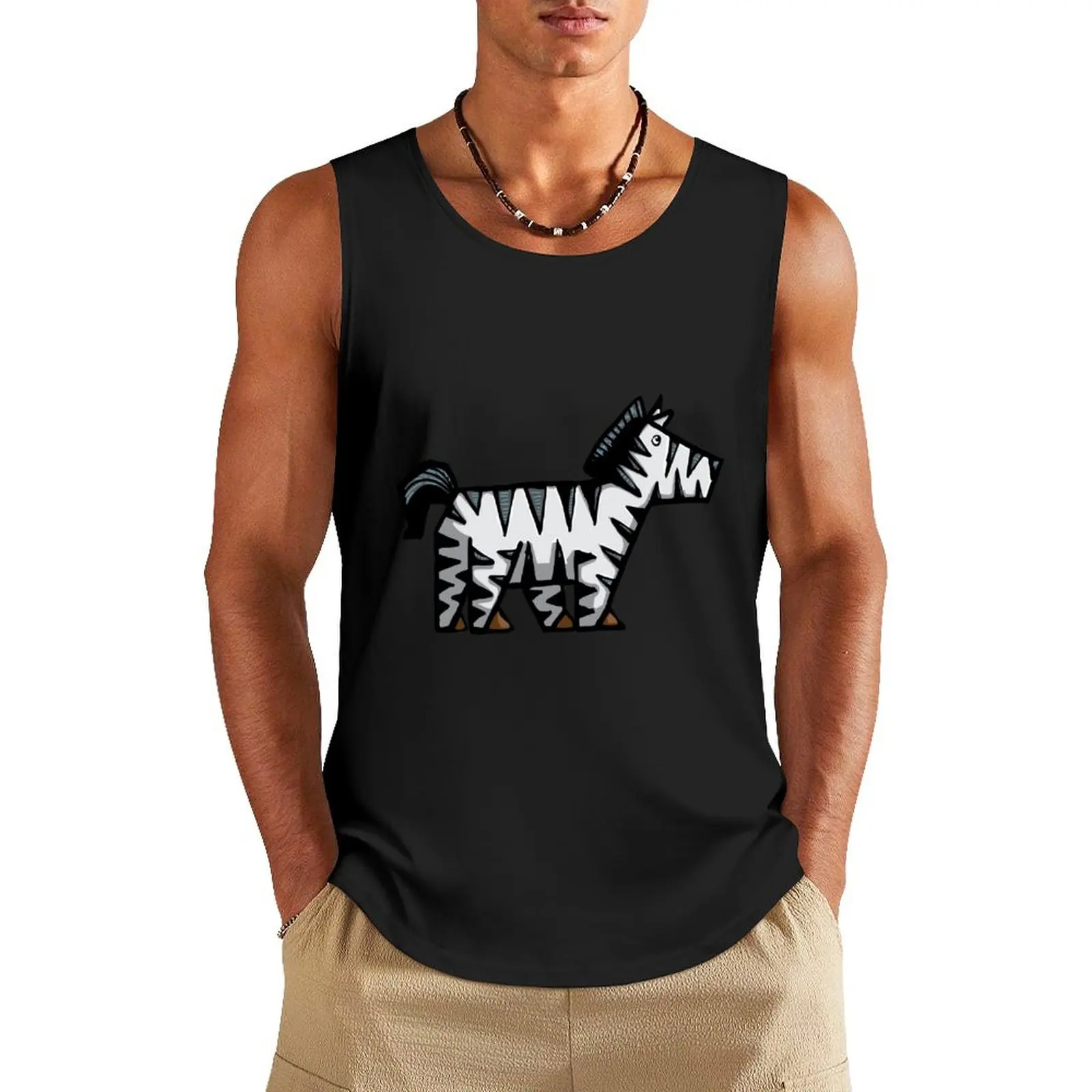 

Zeke the Zebra Tank Top Clothing Men gym sportswear