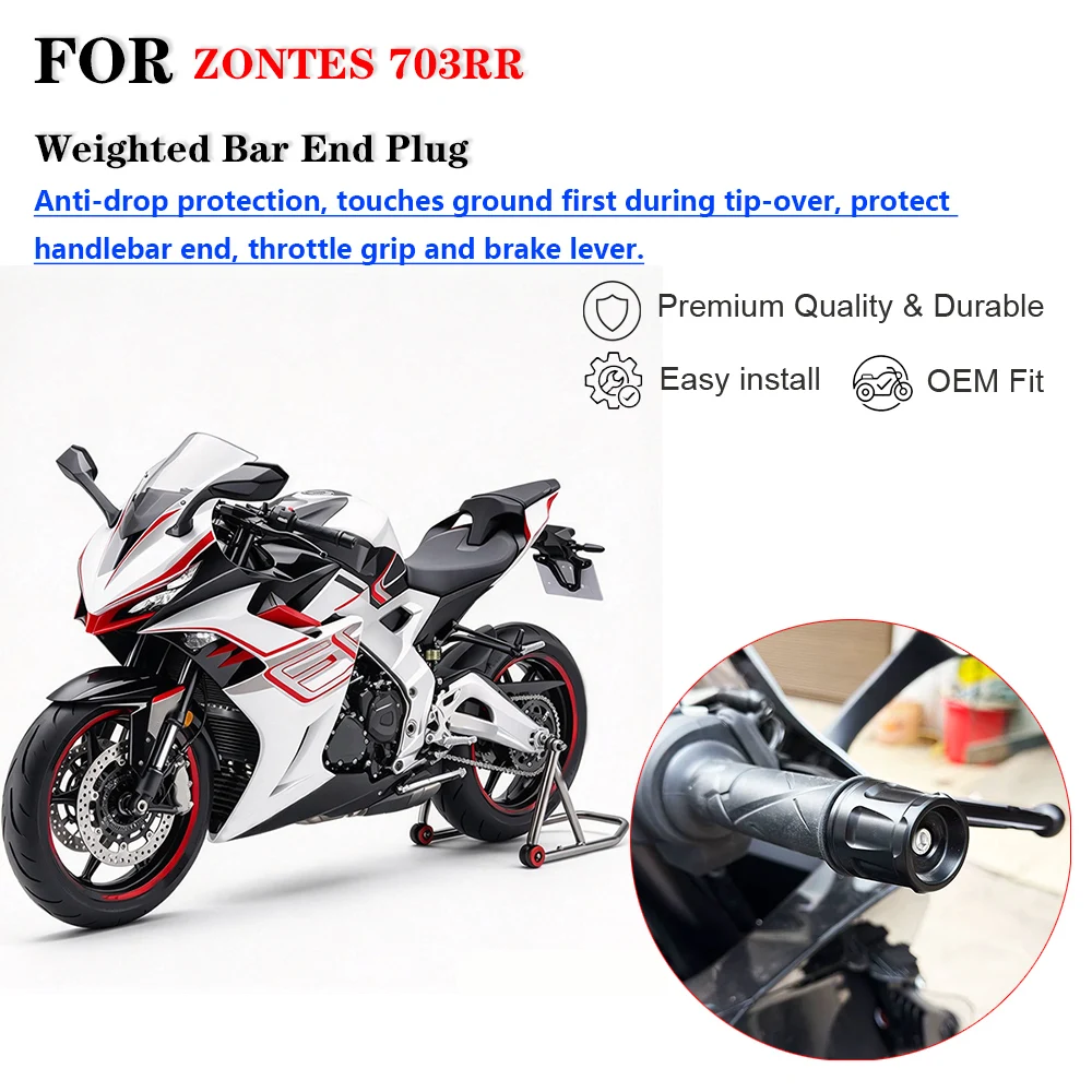 Motorcycle Modified Heavy Handlebar End Plug Stainless Steel Vibration Damper Bar End Balancer For ZONTES ZT703RR 700cc 3-Cylind