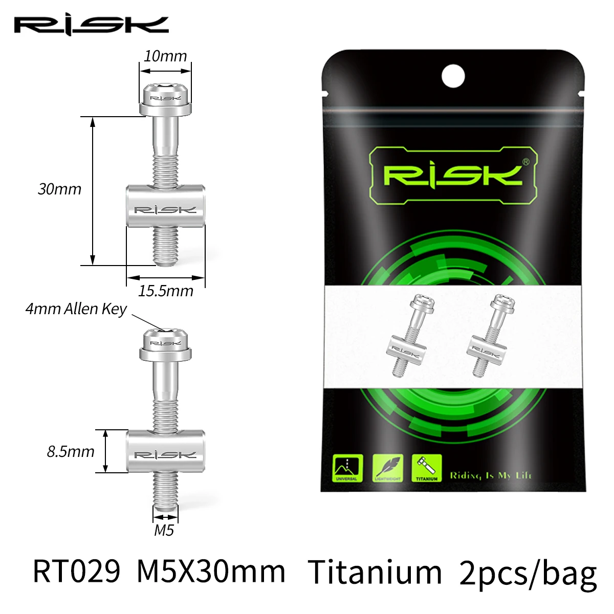 RISK Fahrradschrauben 2 Stück M5*30/40mm Titanlegierung Fahrradsattelstützen-Befestigungsschrauben MTB Rennrad Sattelstützen-Befestigungsschrauben – Detail 10