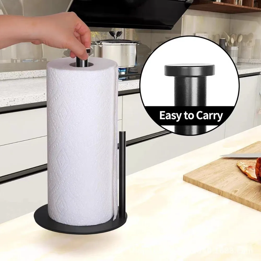 

Stainless Steel Paper Towel Holder Weighted Base Vertical Kitchen Roll Dispenser Non-slip Durable Roll Organizer