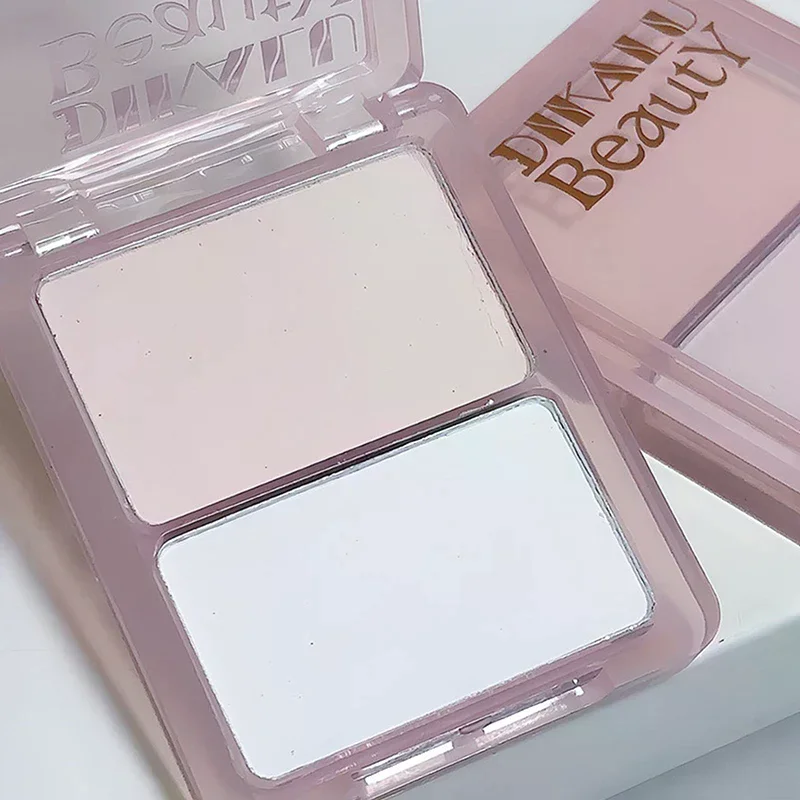 DIKALU Palette di contorni bicolore Evidenziatore bianco opaco Grigio Marrone Ombra per il naso Bronzer per il viso Illumina il trucco in polvere