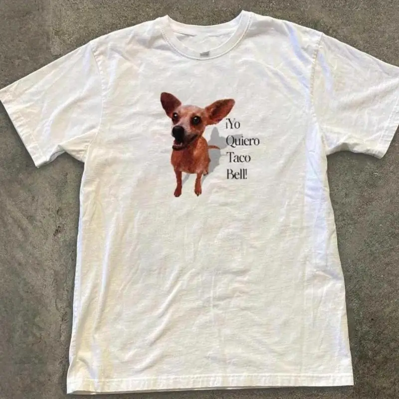 Camiseta blanca con gráfico 'No Quiero Taco Taco Bell' Chihuahua Talla S-2XL