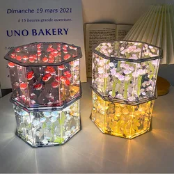 Valentine's Day Theme Rose Tulip Eight Tone Box Night Light 15x9.5cm Acrylic Material Octagonal Shape Night Light Eight Tone Box