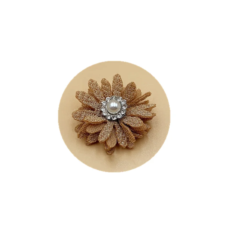 3cm Handmade Small Flower Pearl Hemp Sun Flower with Drill DIY Clothing Accessories Decorative Accessories 10-20pcs