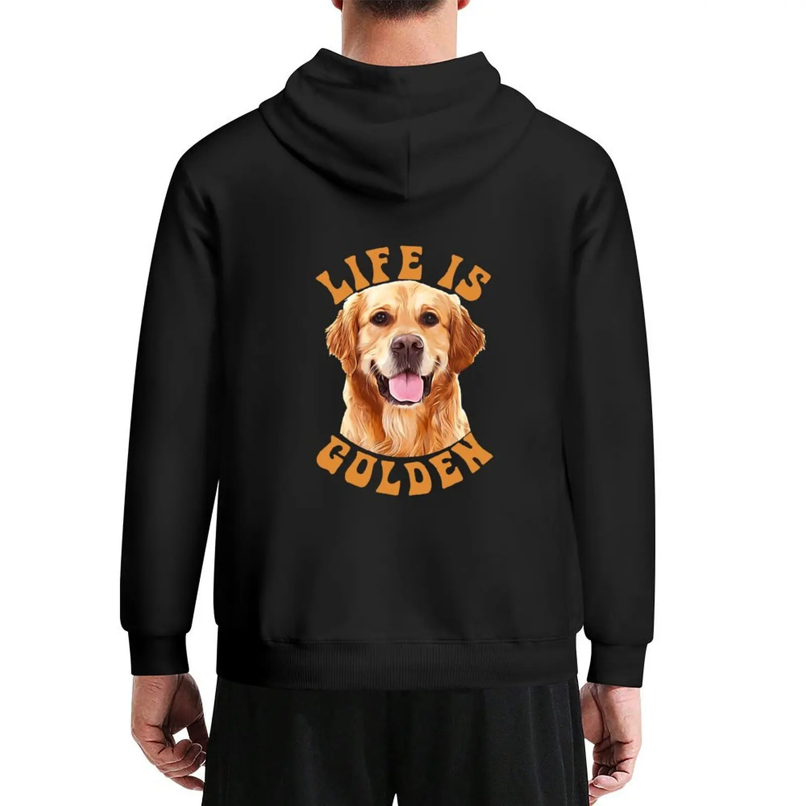 

Life is Golden| Watercolor Golden Retriever Puppies Hoodie male clothes anime clothes mens hoodie