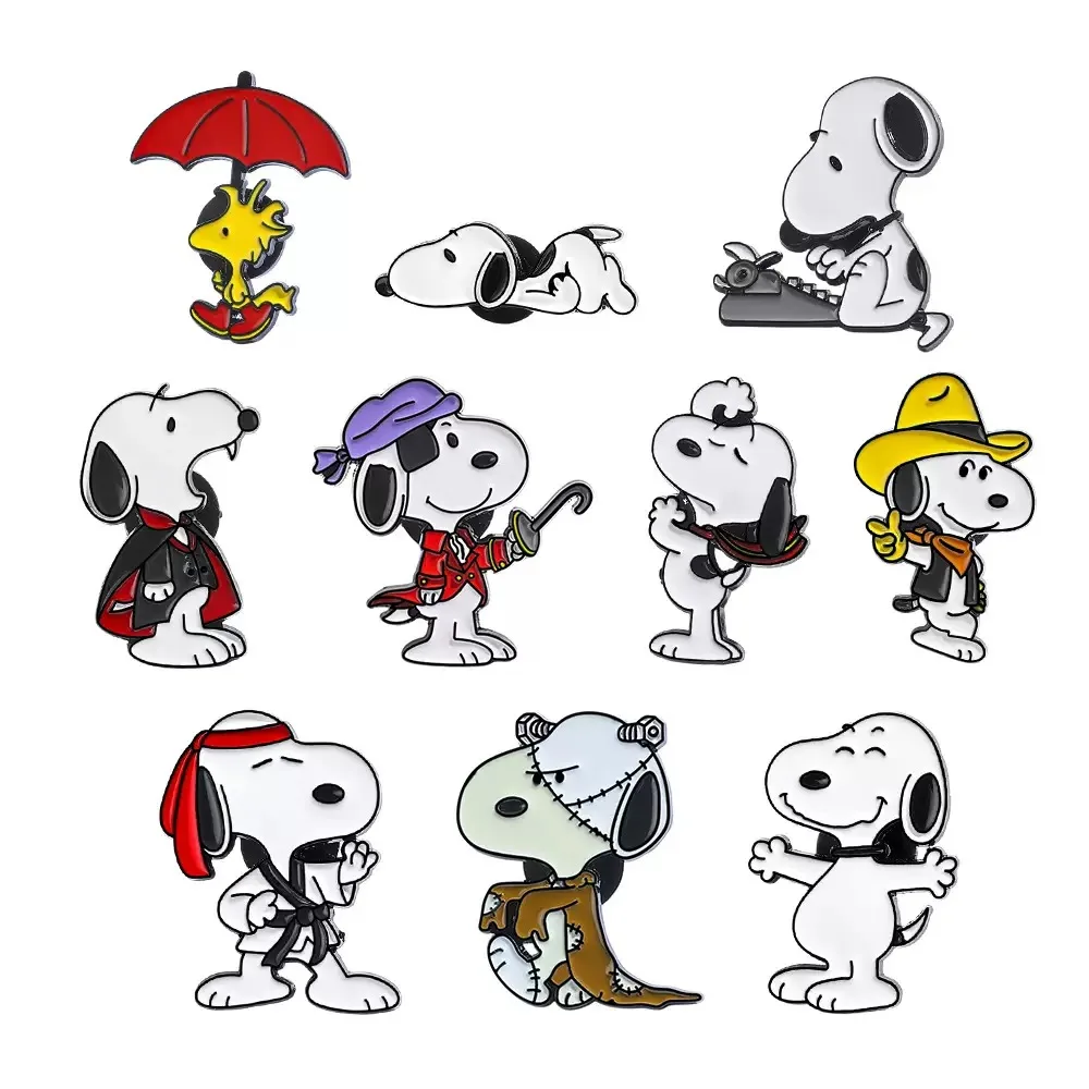 10 Stück niedliche Cartoon-Hunde-Emaille-Anstecknadeln, Metall-Reversnadeln, Broschen für Rucksack, Kleidung, Jacken-Dekoration, lustiger Charakter-Schmuck – Detail 3