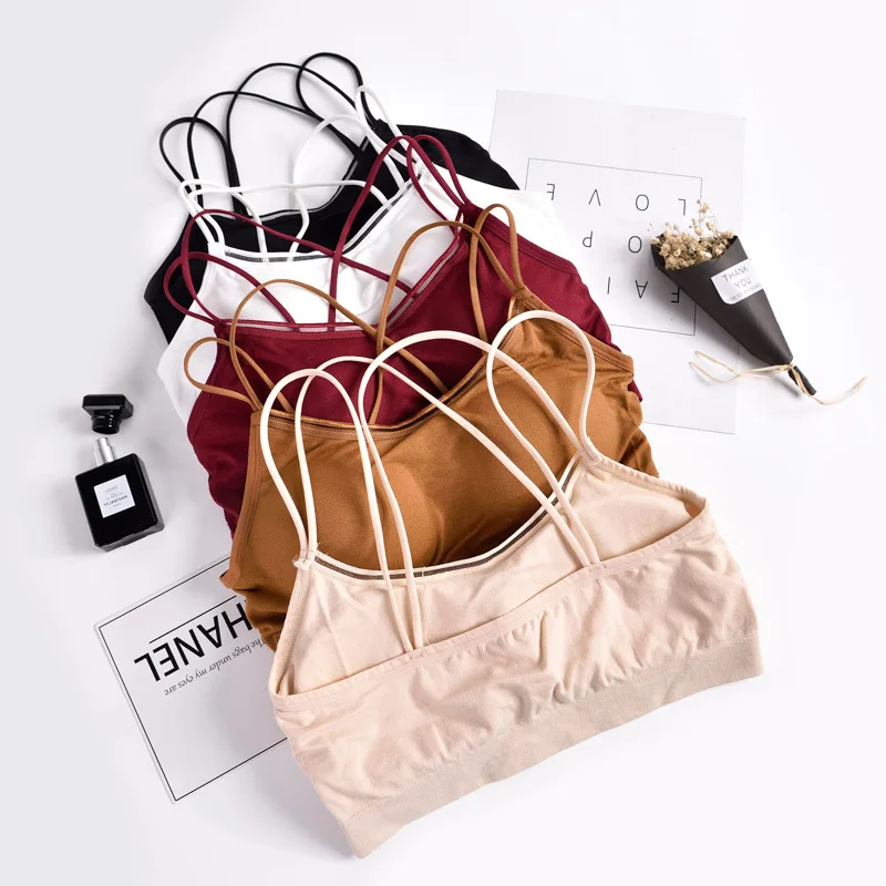 Foreign Trade Supply Cross Beautiful Back Wrapped Chest Seamless Thread Sports Sling Tube Top Full Coverage Wireless Bra Underwe