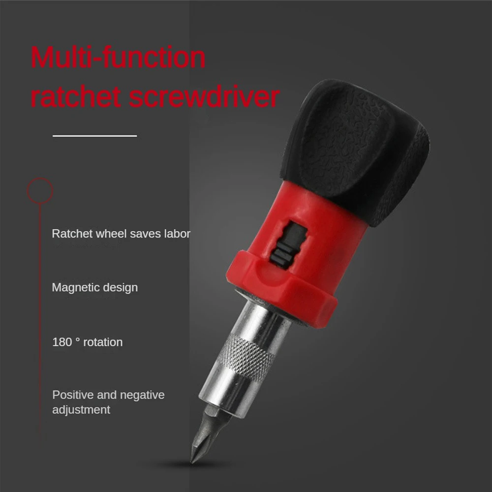 Magnetic Screwdriver Anti-slip Magnetic Design Save Effort 180° Rotation Increase Friction Screwdriver Ratchet Device Mini