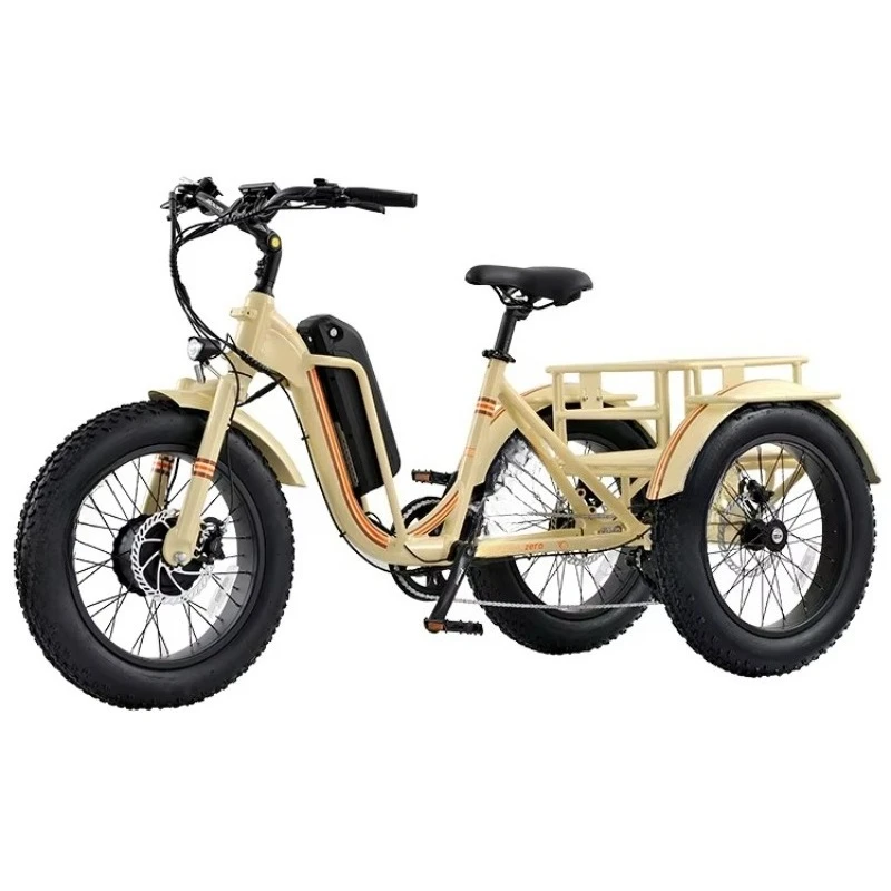 

20 Inch 48v 500w Fat Tires 3 Wheels Electric Bike Carry Electric Cargo Bike Double Basket Shopping