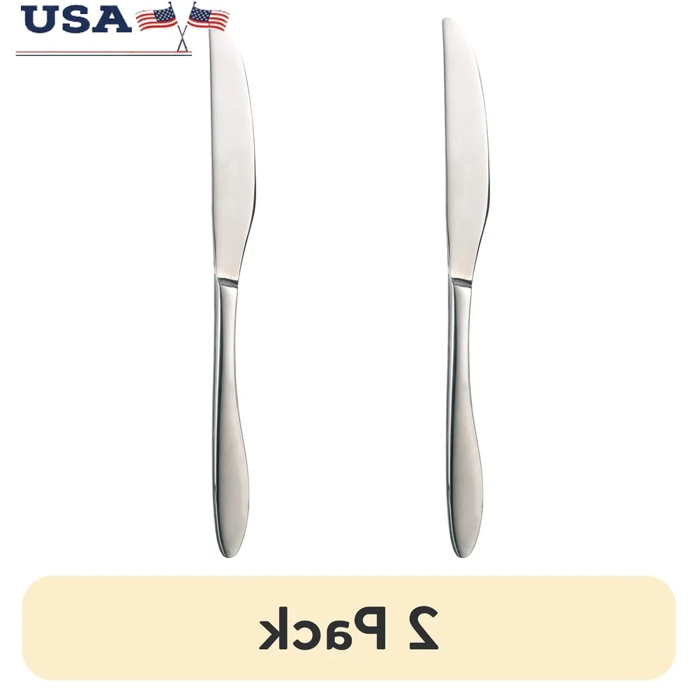 عبوة من سكين عشاء من الفولاذ المقاوم للصدأ، تصميم مريح، آمن للاستخدام في غسالة الأطباق، مقاوم للصدأ، لمسة نهائية مرآة، تجربة طعام أنيقة #1