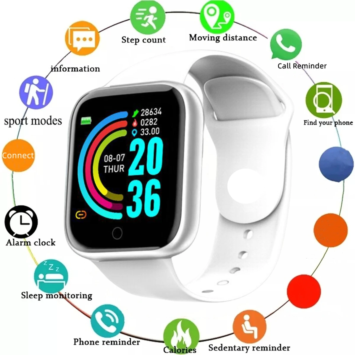 Montre connectée pour femmes et hommes, montre-bracelet Bluetooth, lecteur de musique, Fitness, Spor