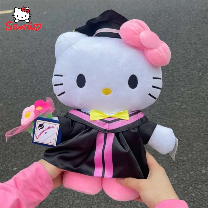 Sanrio Hello Kitty Baccalaureate Gown Plushie Toy Little Twin Star Cinnamoroll Kuromi Melody Plush Filled Doll Graduation Gift