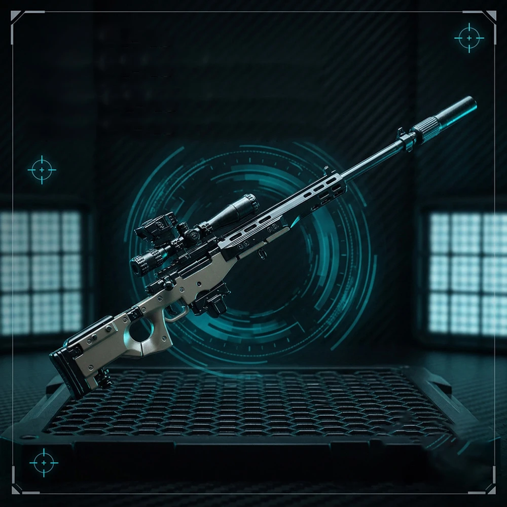 24cm Zinc Alloy AWM Sniper Rif - Action Figure Stand ulasan dan harga
