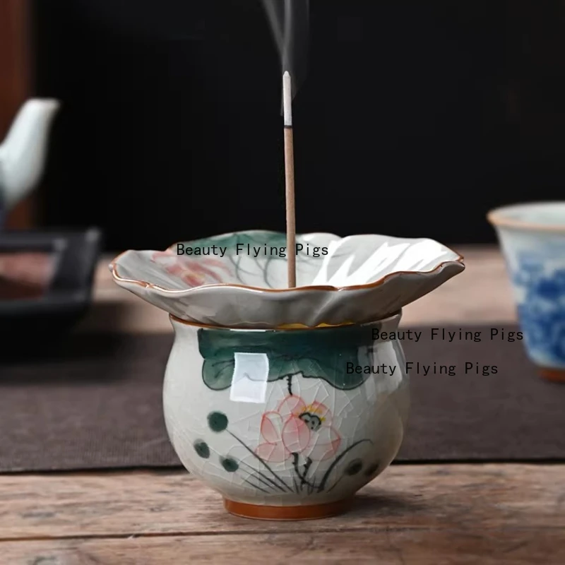 Ceramics Incense Burner Incense Holder Temple Sacrificial Incense Burner Ceramic Aromatherapy Stove Tea Ceremony Accessories