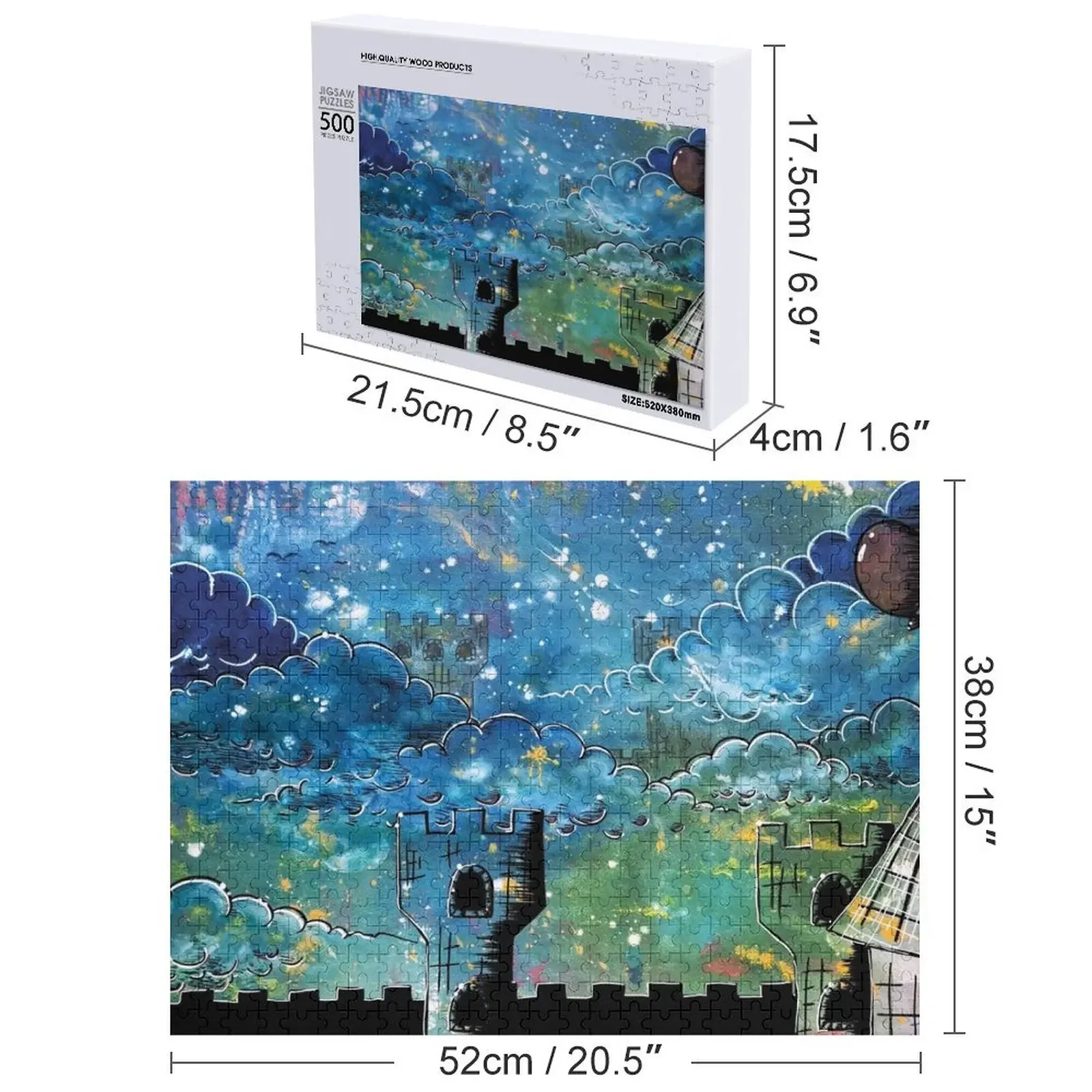 Rompecabezas de Castillo de medianoche, juguetes de motores de escala de nombre de madera personalizados para niños, rompecabezas